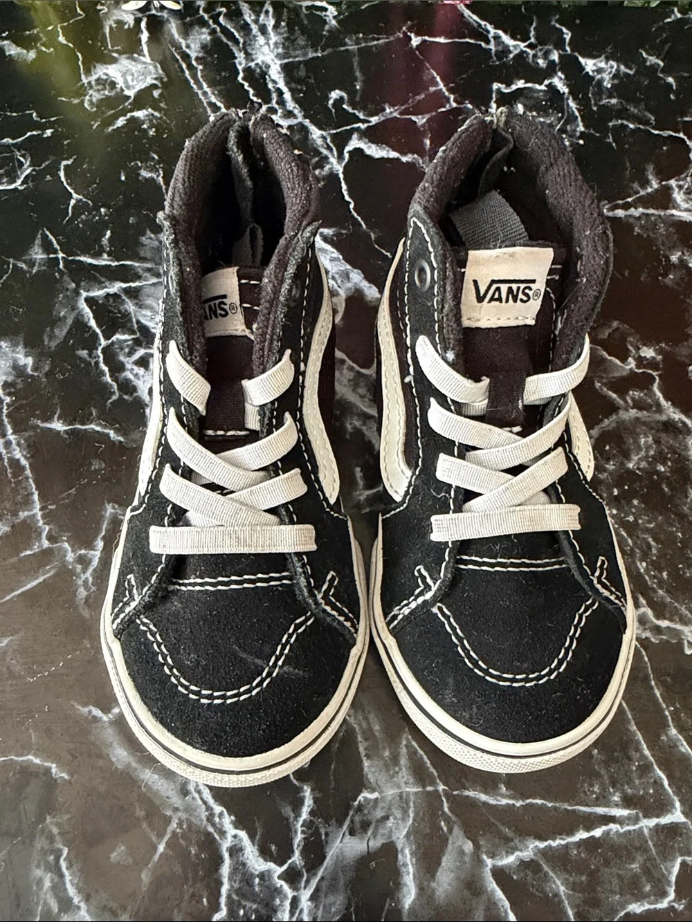 Vans Kids Black and White High-Top Skate Sneakers